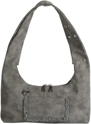 Vintage French Suede Underarm Bag Chic Shoulder Bag Satchel Purse Hobo Tote Bag Trendy Handbag for Women Girls