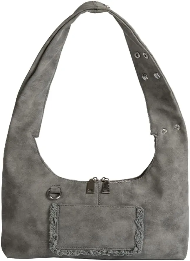 Vintage French Suede Underarm Bag Chic Shoulder Bag Satchel Purse Hobo Tote Bag Trendy Handbag for Women Girls