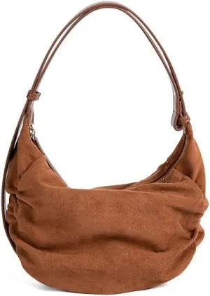 Vintage Pleated Shoulder Bag Suede Crossbody Bag Purse Satchel Chic underarm Bag Handbag Tote Bag for Women Girls