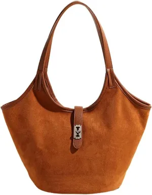 Vintage Slouchy Suede Tote Bag Casual Shoulder Handbag Purse Satchel Chic Hobo Bag Shopping Work Bag for Women Girls