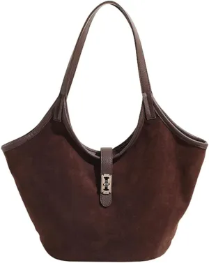 Vintage Slouchy Suede Tote Bag Casual Shoulder Handbag Purse Satchel Chic Hobo Bag Shopping Work Bag for Women Girls