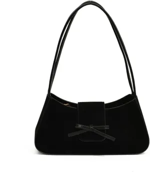 Vintage Suede Bag Trendy Bow Shoulder Bag Satchel Purse Underarm Bag Chic Hobo Bag Commute Work Bag for Women Girls