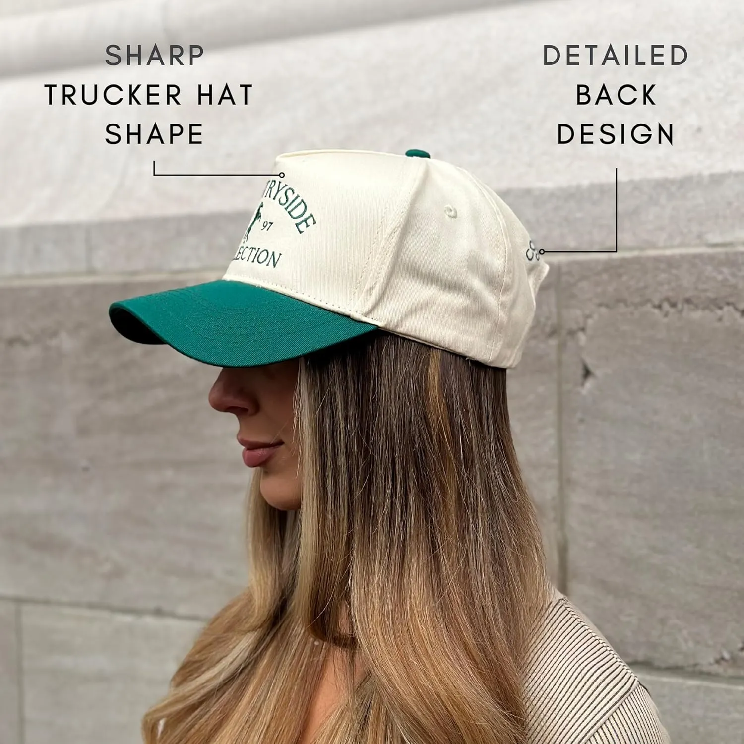 Vintage Western Trucker Hat | Men & Women | Country Cute Caps for Cowgirls Cowboys | Camo Denim Embroidered Cotton | Snapback