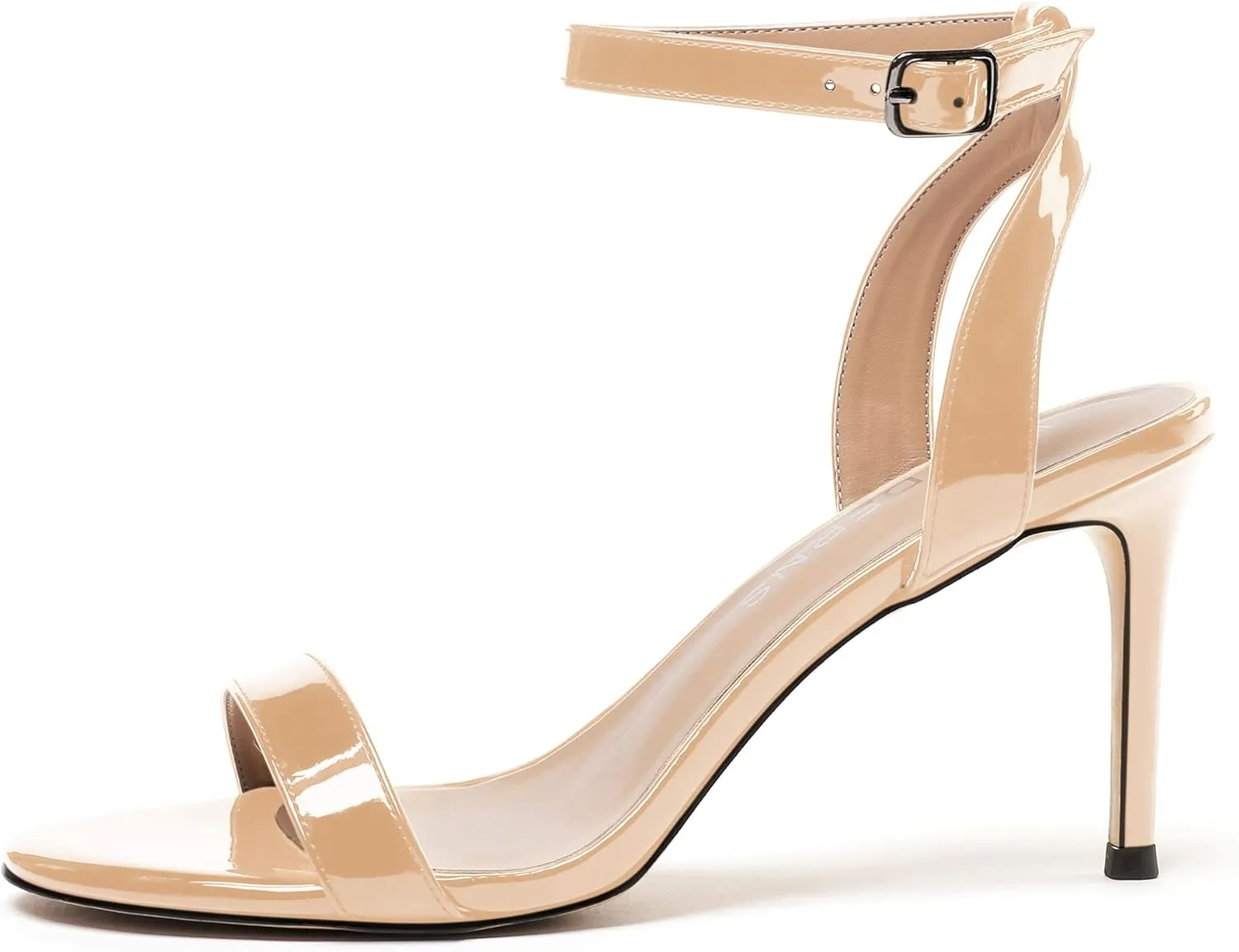 WAYDERNS Women's Ankle Strap Buckle Solid Patent Open Toe Stiletto High Heel Heeled Sandals 3.5 Inch
