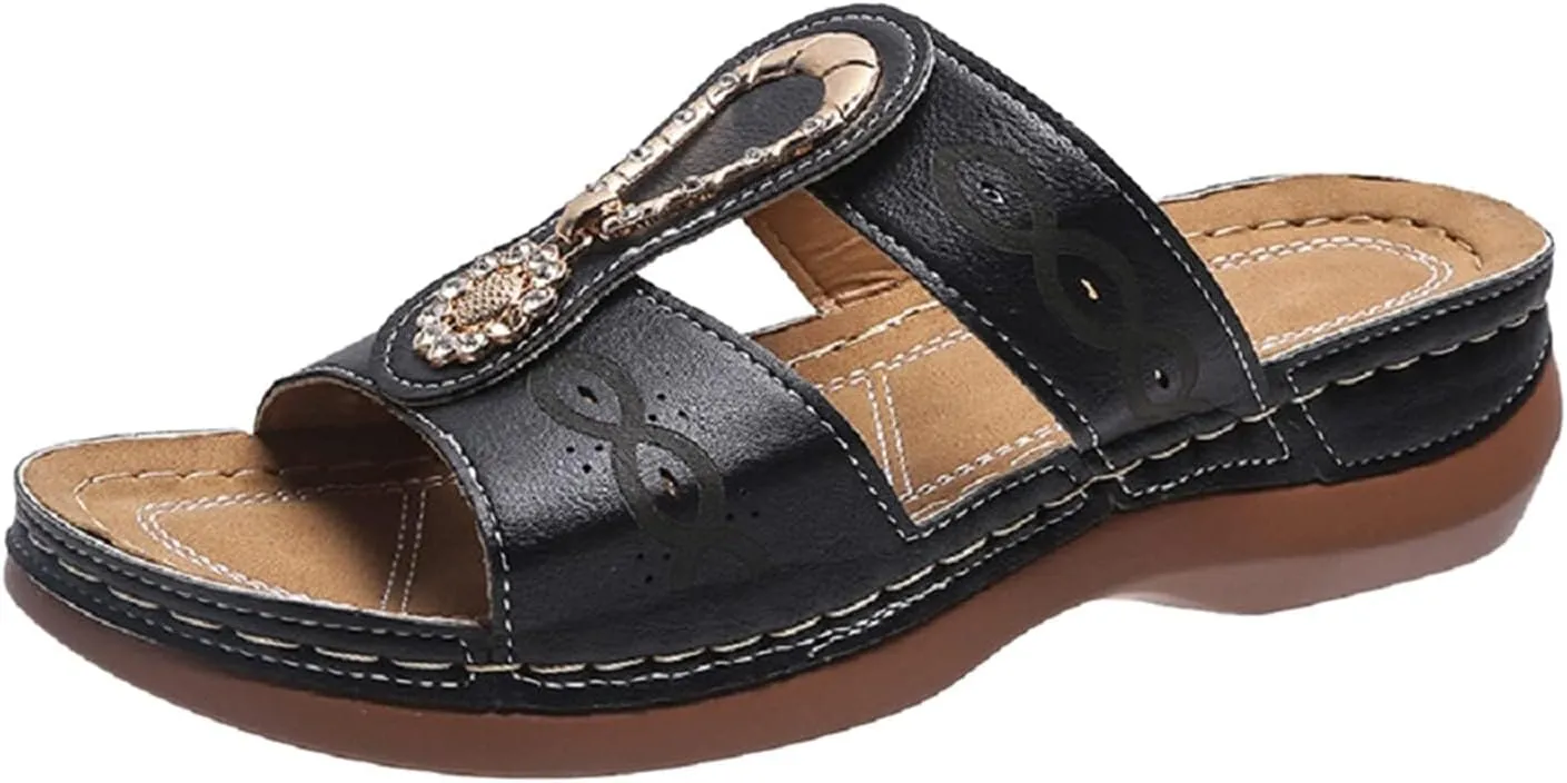 Wedge Sandals for Women Dressy Summer Arch Support Orthopedic Non Slip Comfortable Walking Slides Beach Shoes Sandal Open Toe Wide On Low Slippers Breathable Comfort Wear Sandals