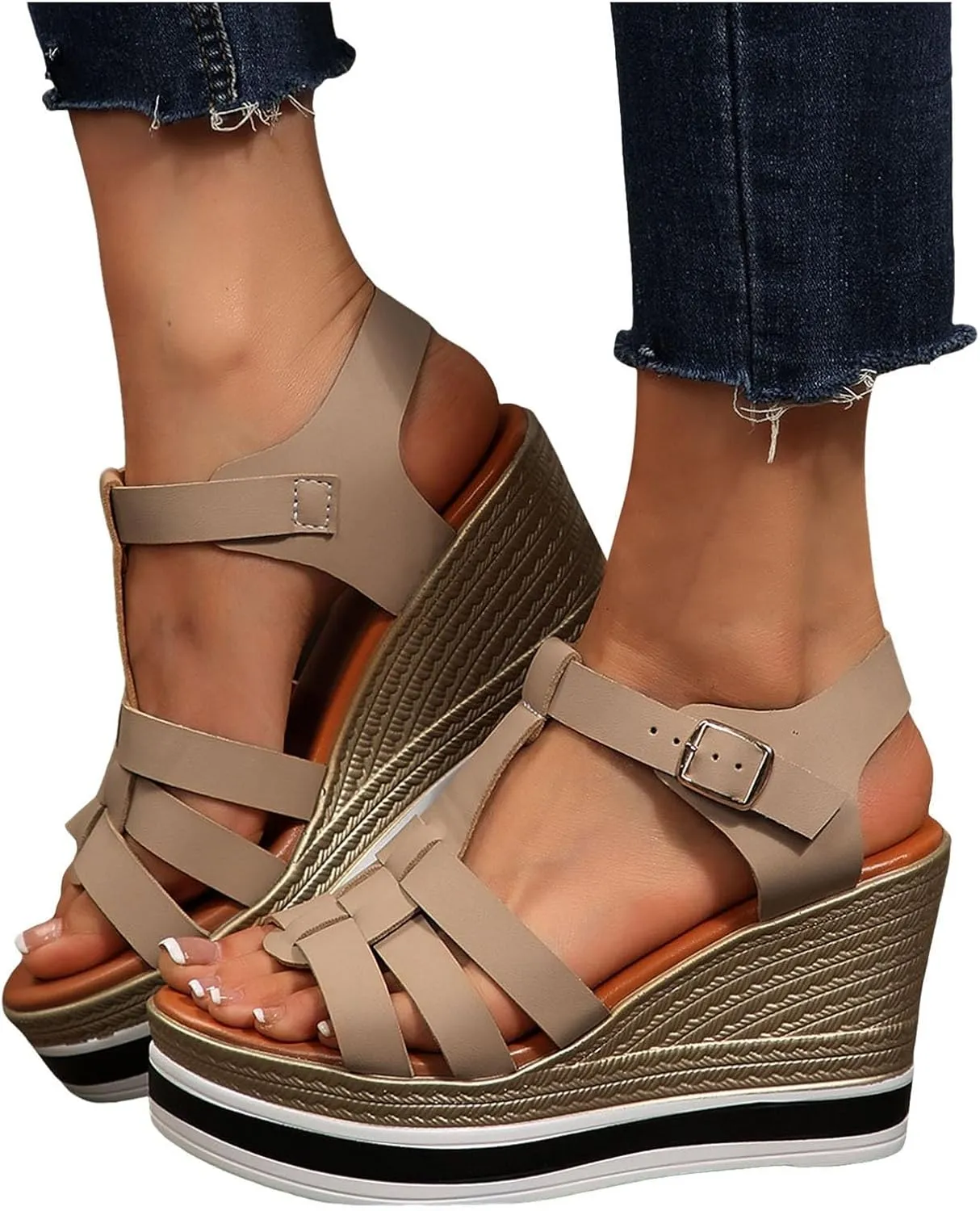 Wedge Sandals For Women Platform Wedge Sandals Open Toe Wedge Sandals Women Casual Dressy Summer Shoes Sandals Comfortable Orthopedic Wedges Ladies Casual Summer Shoes