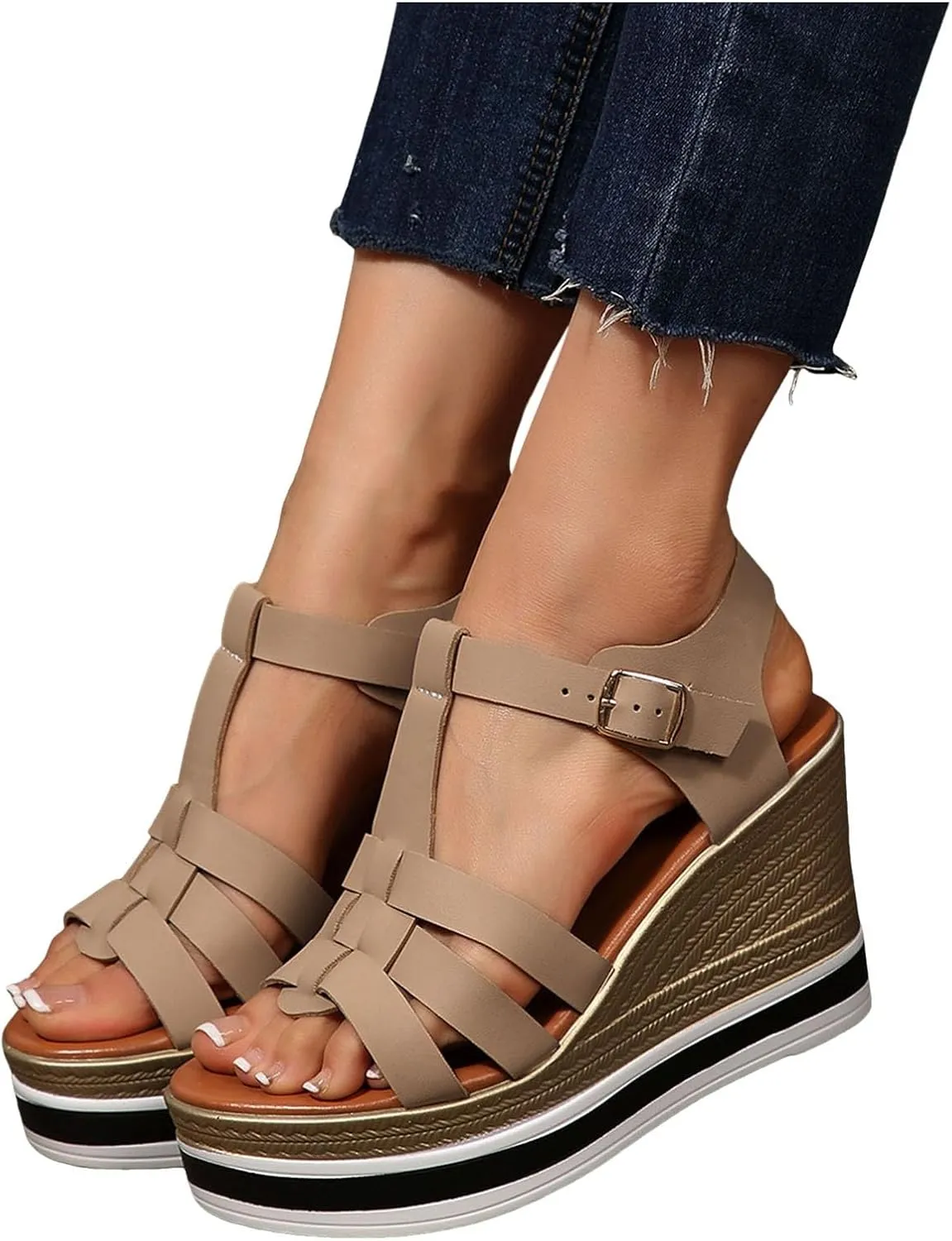 Wedge Sandals For Women Platform Wedge Sandals Open Toe Wedge Sandals Women Casual Dressy Summer Shoes Sandals Comfortable Orthopedic Wedges Ladies Casual Summer Shoes