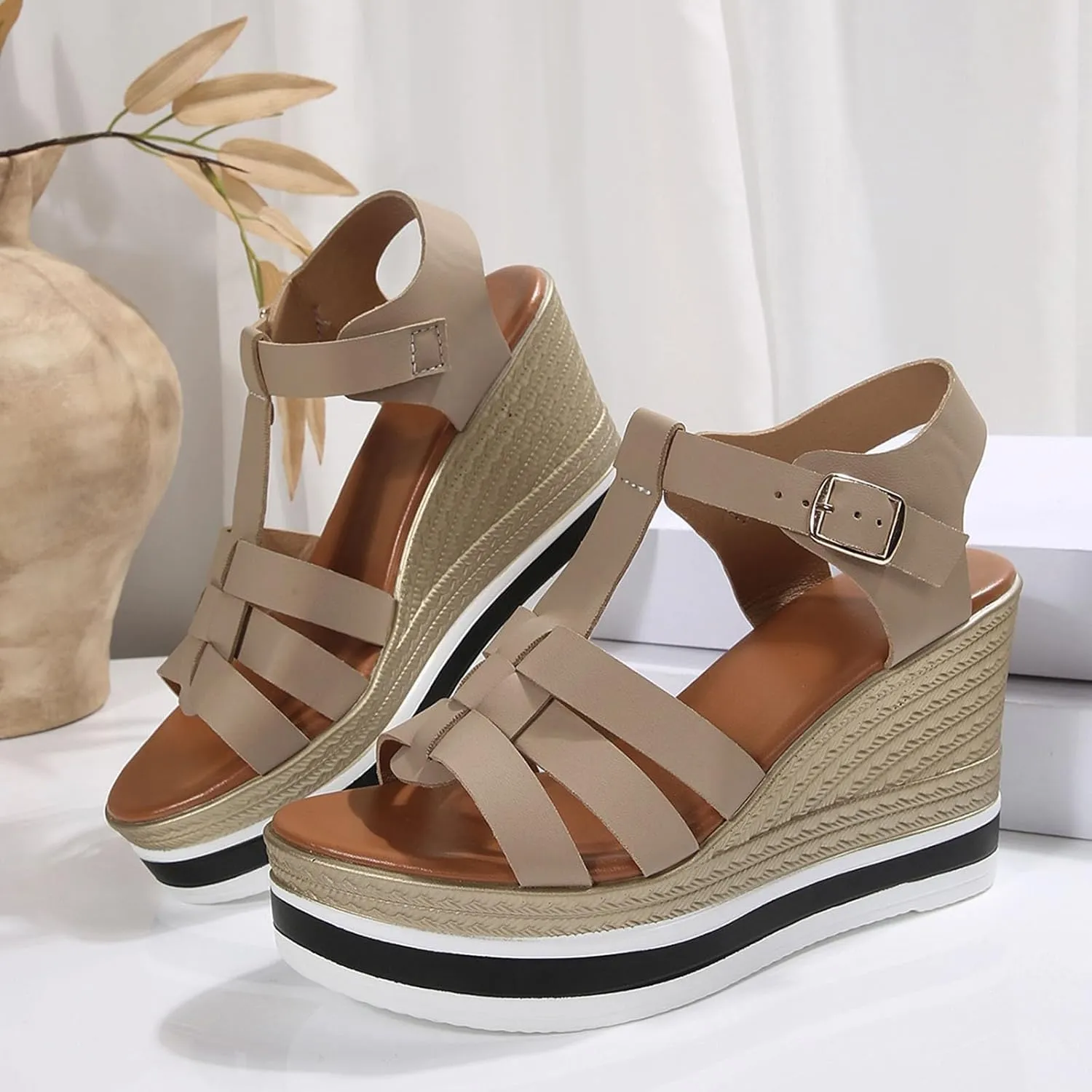 Wedge Sandals For Women Platform Wedge Sandals Open Toe Wedge Sandals Women Casual Dressy Summer Shoes Sandals Comfortable Orthopedic Wedges Ladies Casual Summer Shoes