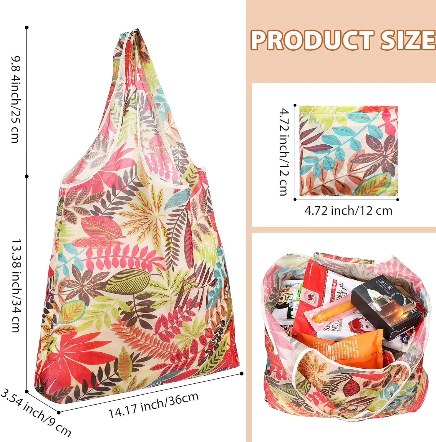Weewooday 18 Pieces Foldable Reusable Shopping Bags Machine Washable Grocery Bags Waterproof