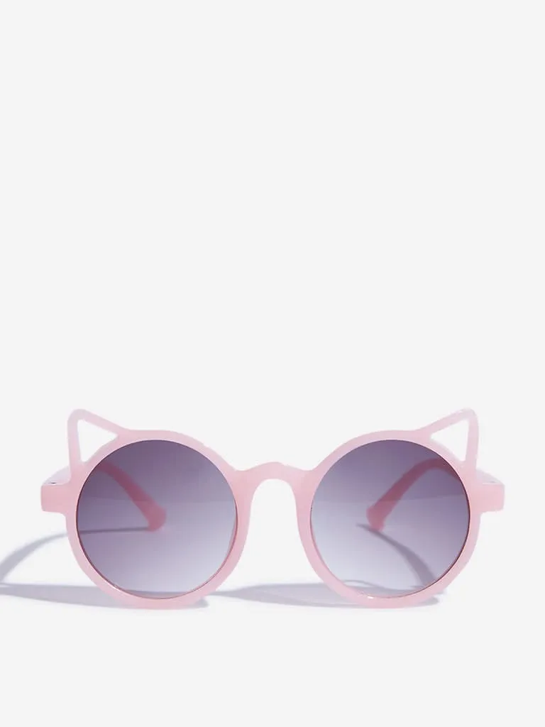 Westside Accessories Peach Kitty Ear Round Frame Sunglasses
