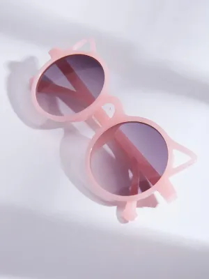 Westside Accessories Peach Kitty Ear Round Frame Sunglasses