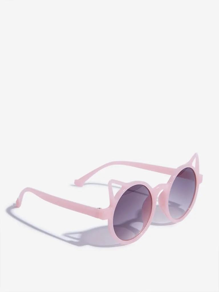 Westside Accessories Peach Kitty Ear Round Frame Sunglasses