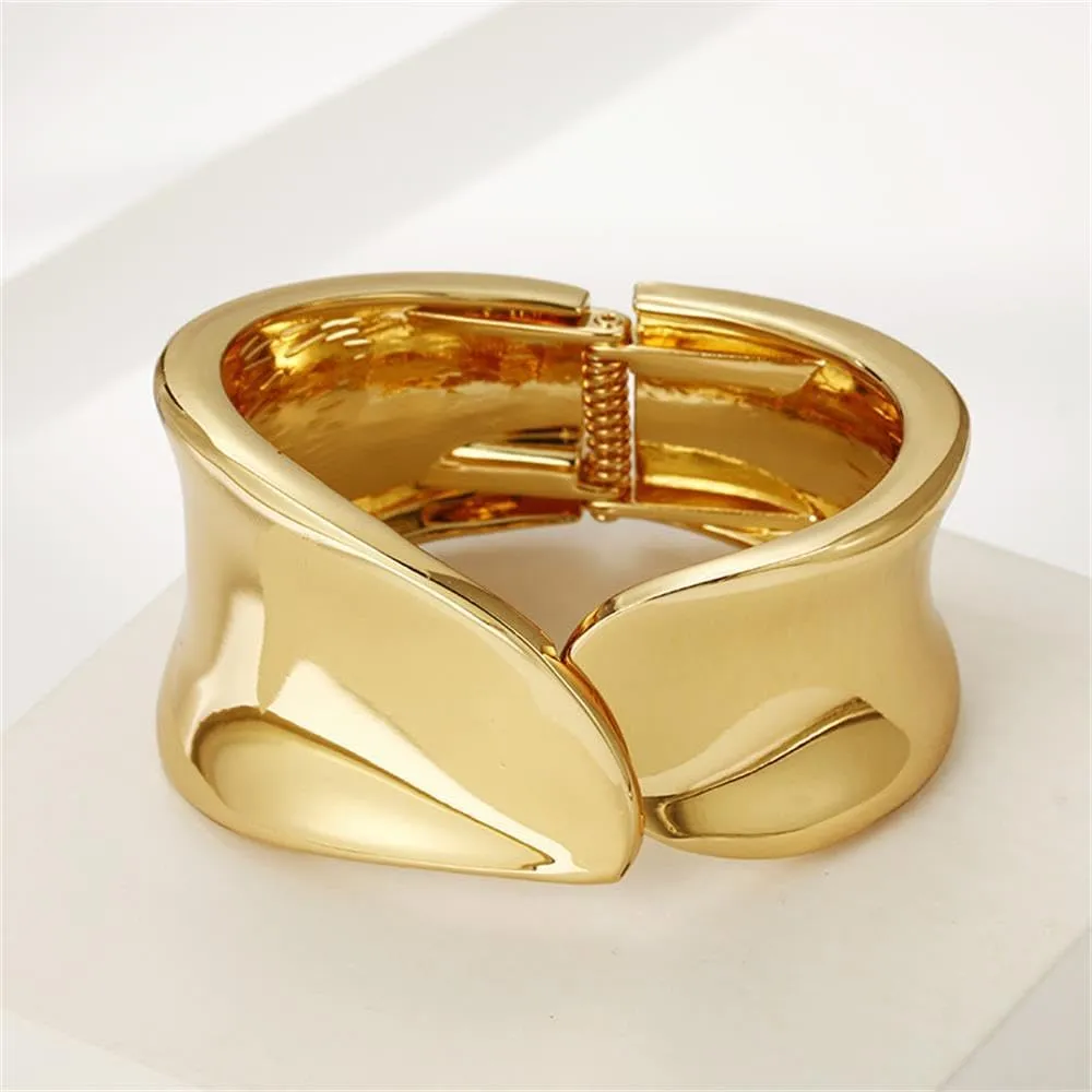 Wide Chunky Gold Cuff Bracelets Minimalist Thick Gold Wrist Cuff Bracelets Open Cuff Bangles Fashion Irregular Wrap Bracelets