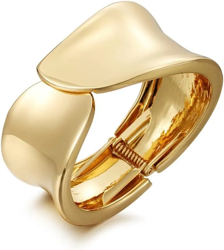 Wide Chunky Gold Cuff Bracelets Minimalist Thick Gold Wrist Cuff Bracelets Open Cuff Bangles Fashion Irregular Wrap Bracelets