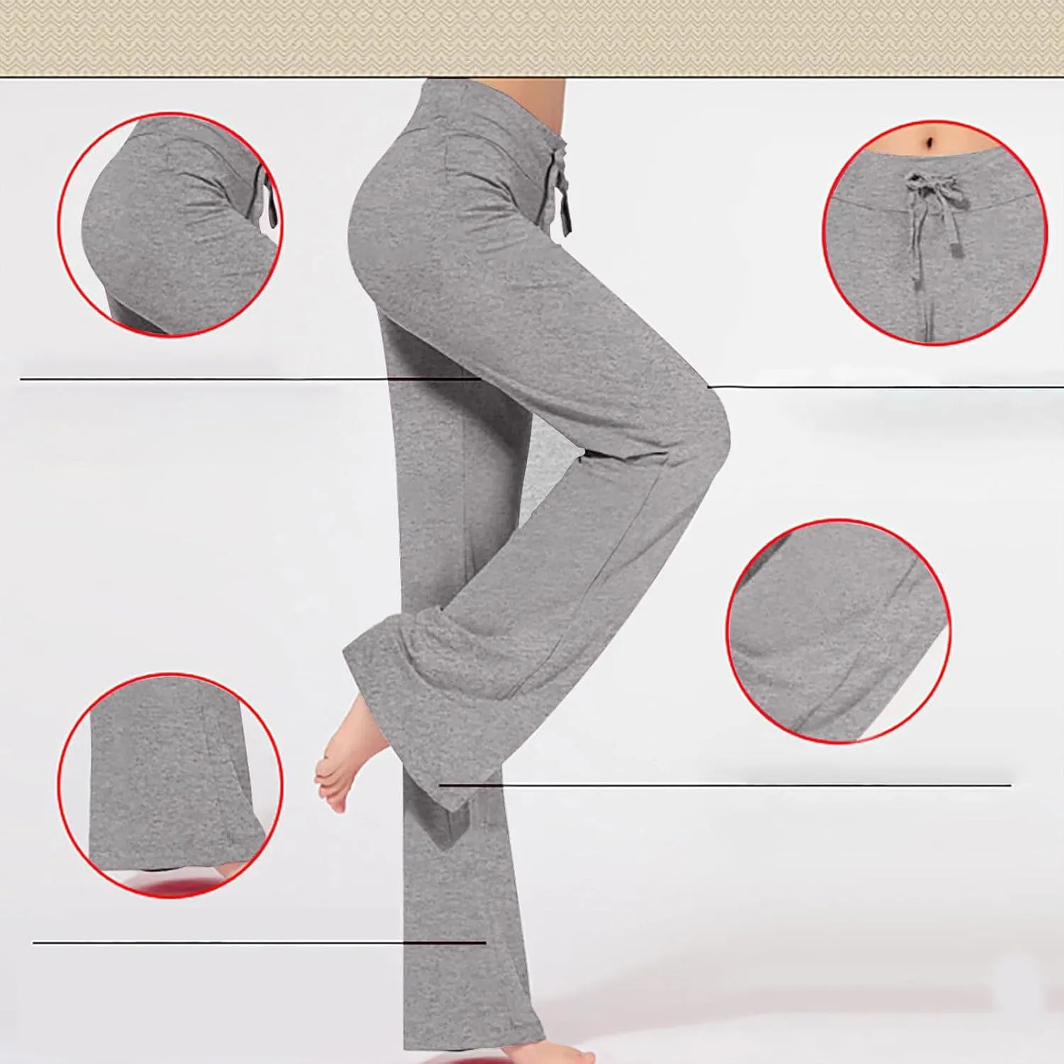 Wide Leg Yoga Pants for Women Trendy Drawstring High Waisted Workout Leggings Flare Bootleg Loose Fit Trousers