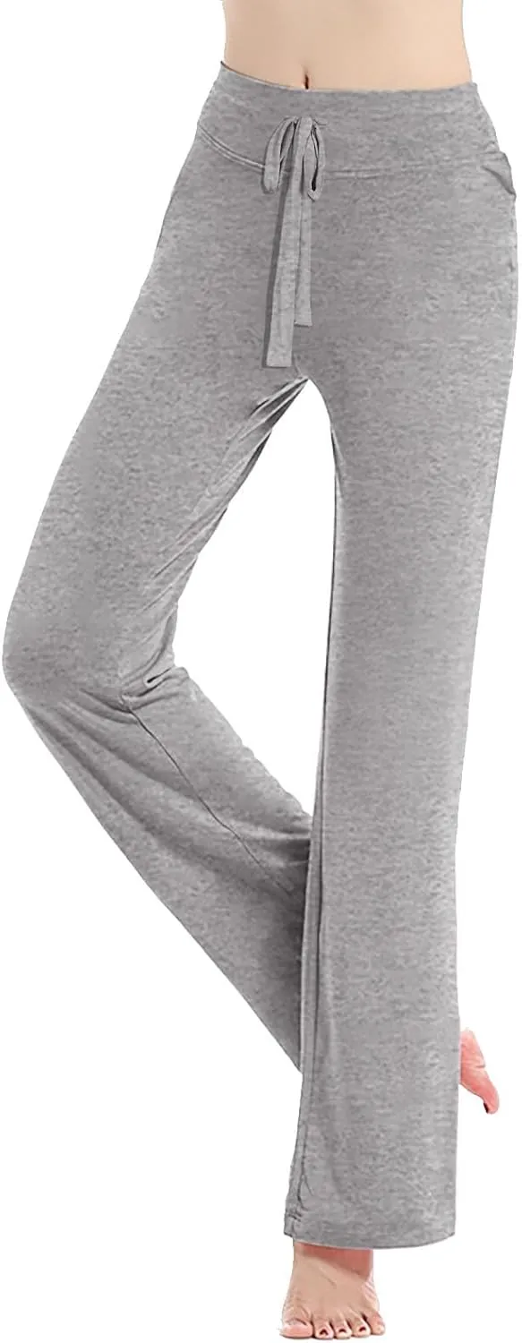 Wide Leg Yoga Pants for Women Trendy Drawstring High Waisted Workout Leggings Flare Bootleg Loose Fit Trousers