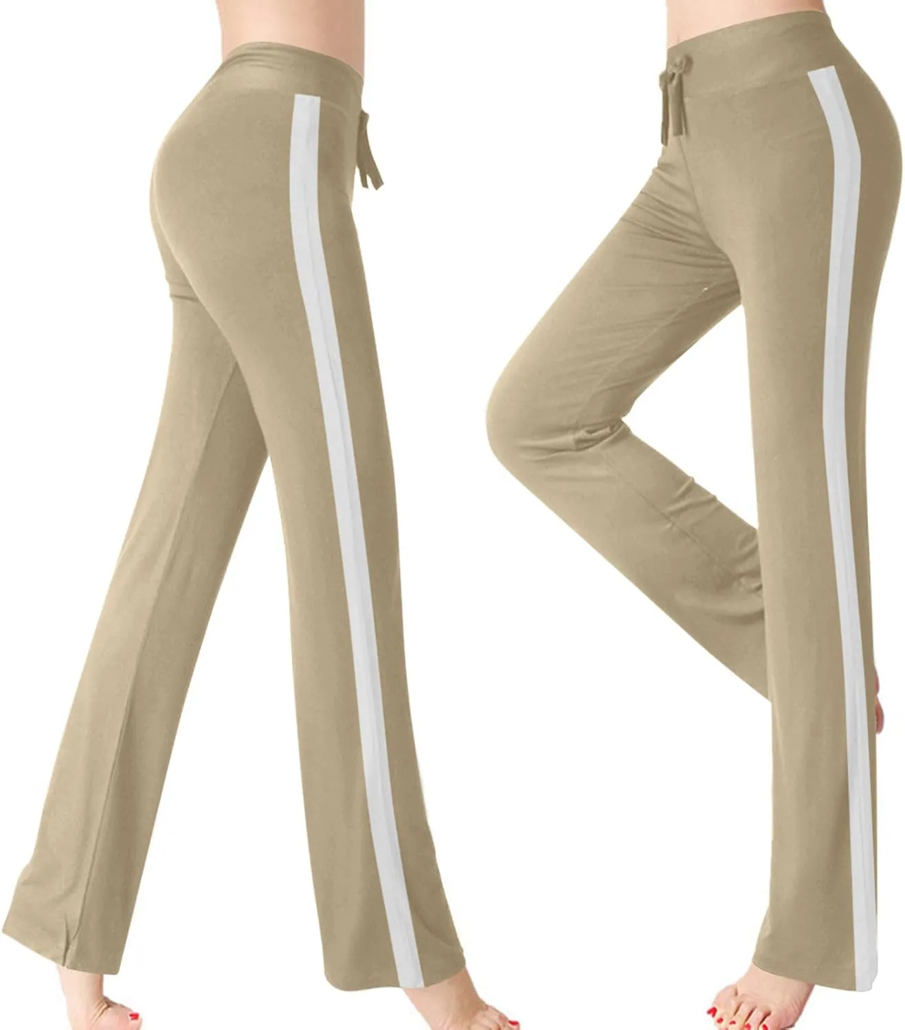 Women Comfy Soft Modal Pajama Pants Wide Leg Drawstring High Waist Stretchy Yoga Trouser Striped Casual Lounge Pant