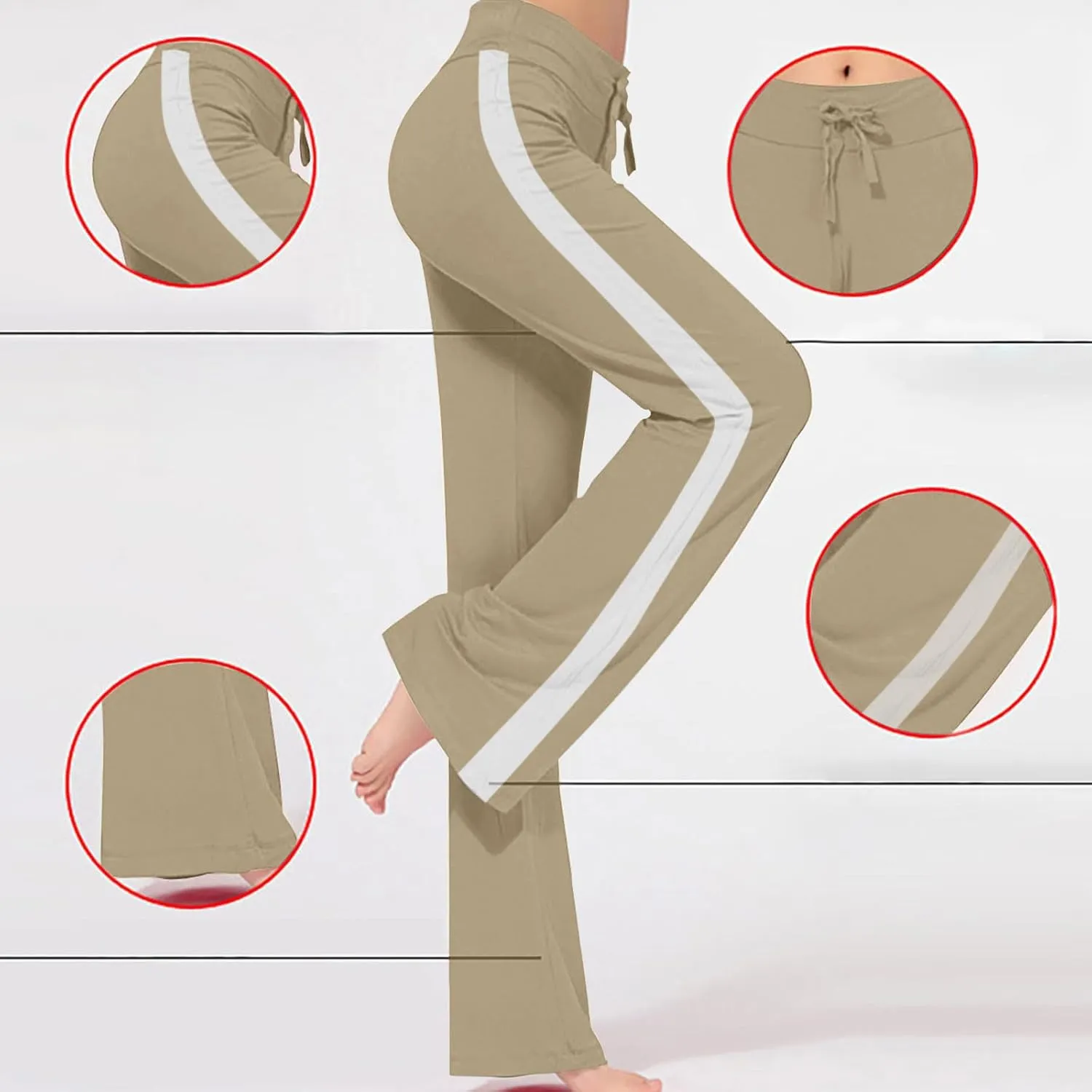 Women Comfy Soft Modal Pajama Pants Wide Leg Drawstring High Waist Stretchy Yoga Trouser Striped Casual Lounge Pant