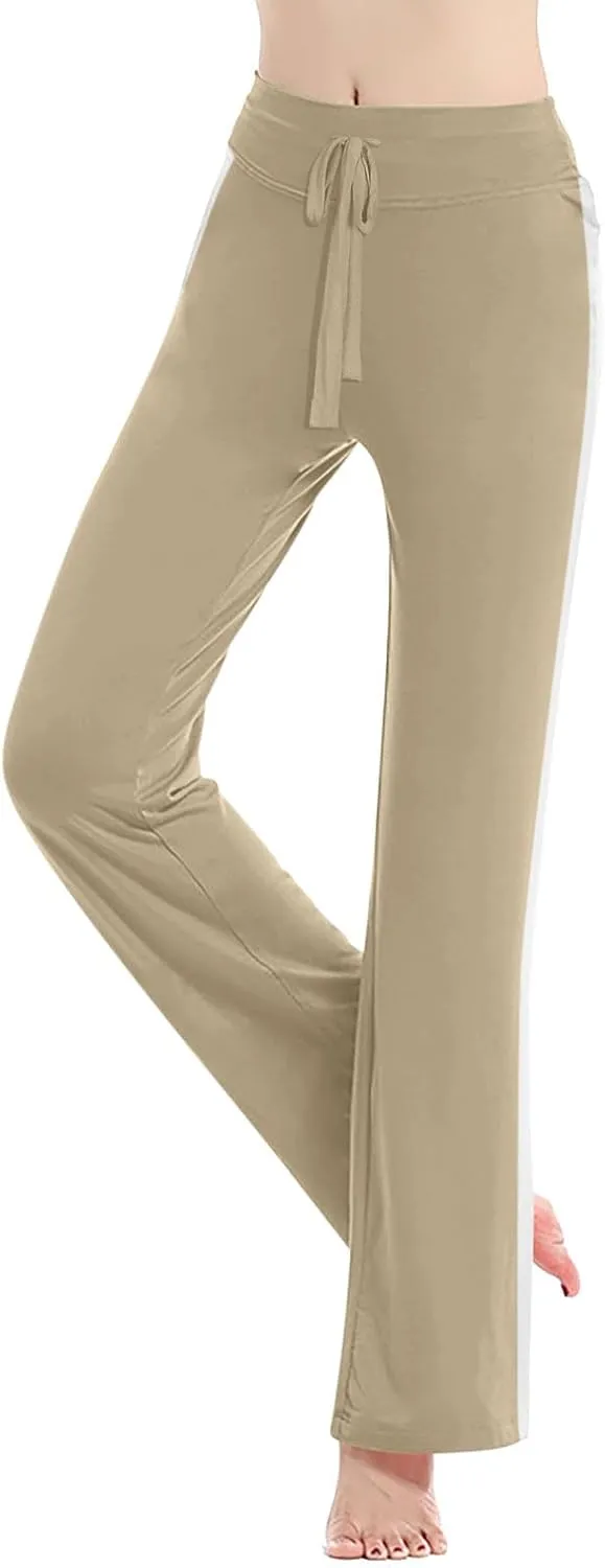 Women Comfy Soft Modal Pajama Pants Wide Leg Drawstring High Waist Stretchy Yoga Trouser Striped Casual Lounge Pant