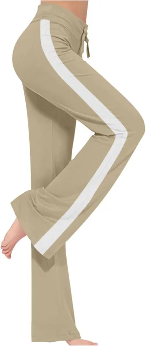 Women Comfy Soft Modal Pajama Pants Wide Leg Drawstring High Waist Stretchy Yoga Trouser Striped Casual Lounge Pant