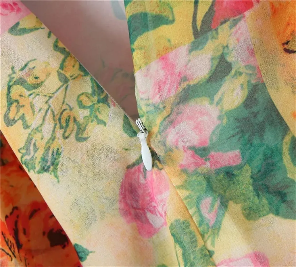 Women Corset Flower Print Spaghetti Strap Mini Dress Backless Skater Holiday Robe Slip Dress