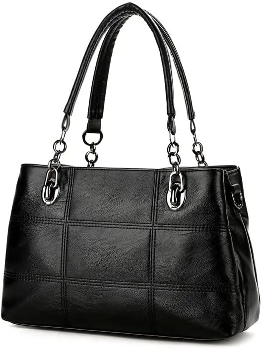 Women Handbags Shoulder Bags, Satchel Tote Bag, Fashion Women Bag Luxury PU Leather Shoulder Bags Large Ladies Bags Handbags (Color : Black)