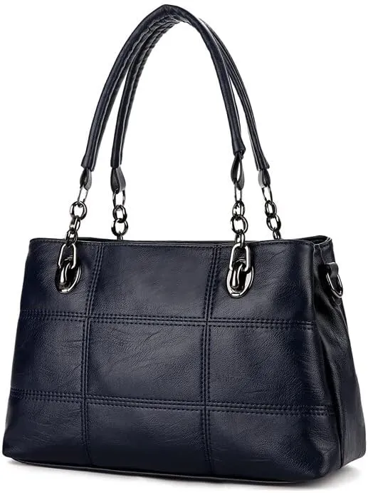 Women Handbags Shoulder Bags, Satchel Tote Bag, Fashion Women Bag Luxury PU Leather Shoulder Bags Large Ladies Bags Handbags (Color : Midnight Blue)