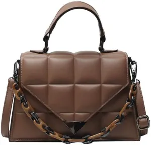 Women Handbags Shoulder Bags, Satchel Tote Bag, Luxury Women's Flap Shoulder Bags Fashion Quality Pu Leather Purses and Handbags (Color : Khaki)