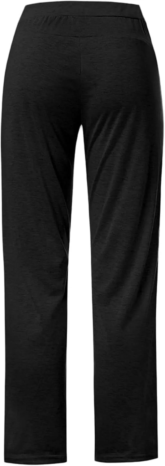 Women High Waist Wide Leg Pants Fashion Drawstring Elastic Beach Trousers Summer Comfy Straight Leg Long Pants Pockets