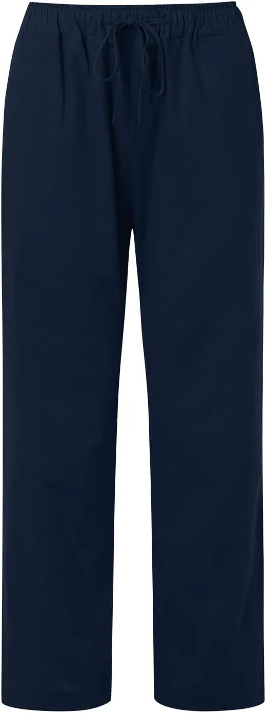 Women High Waist Wide Leg Pants Fashion Drawstring Elastic Beach Trousers Summer Comfy Straight Leg Long Pants Pockets