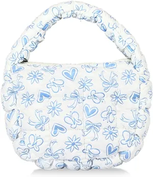 Women Quilted Padded Ruched Handbag Bubble Tote Bag with Zipper Hobo Bag Crescent Satchel Purse for Work Travel