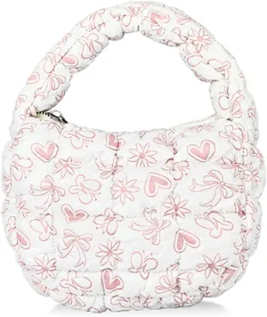 Women Quilted Padded Ruched Handbag Bubble Tote Bag with Zipper Hobo Bag Crescent Satchel Purse for Work Travel