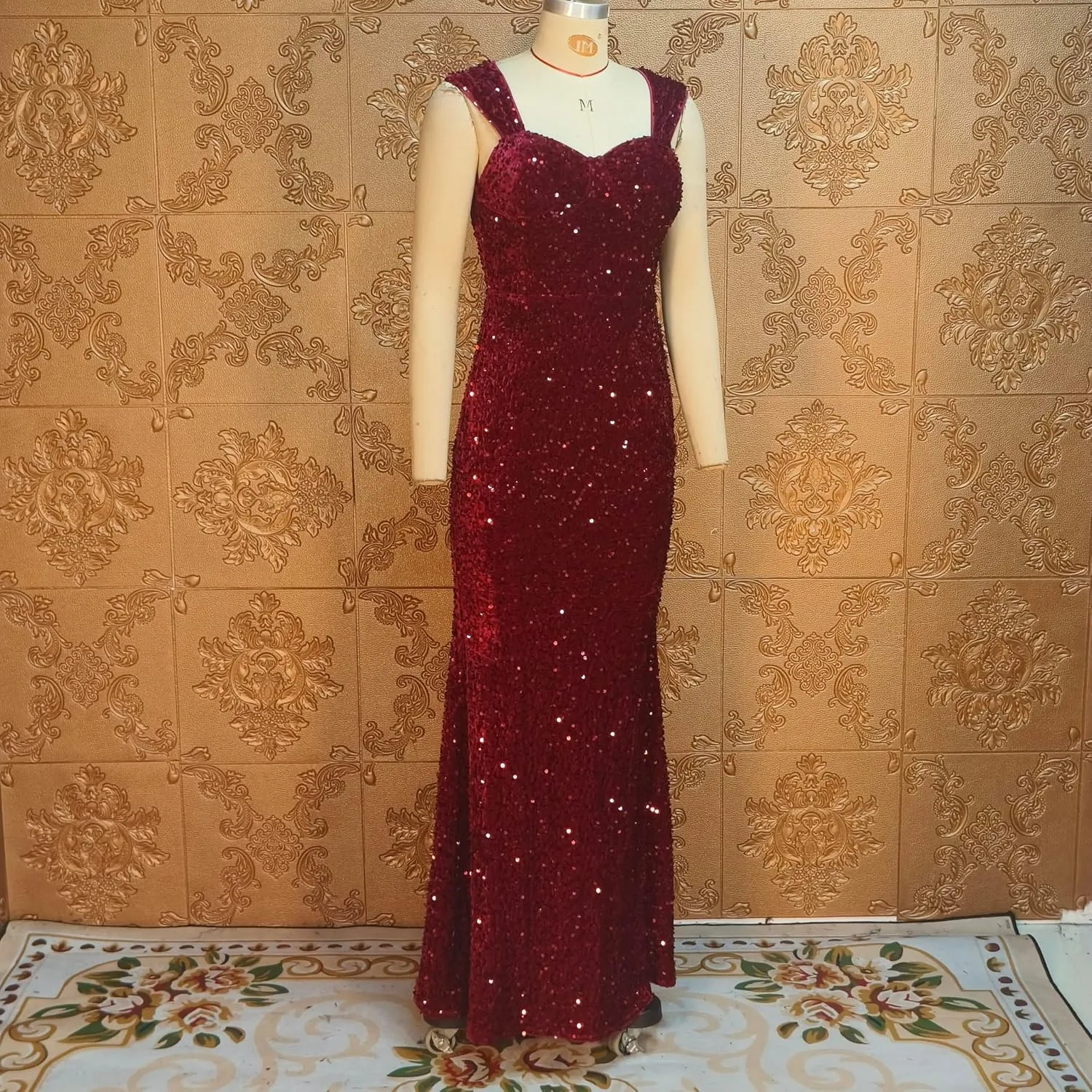 Women Sexy Sequin Off Shoulder Bodycon Evening Maxi Dress