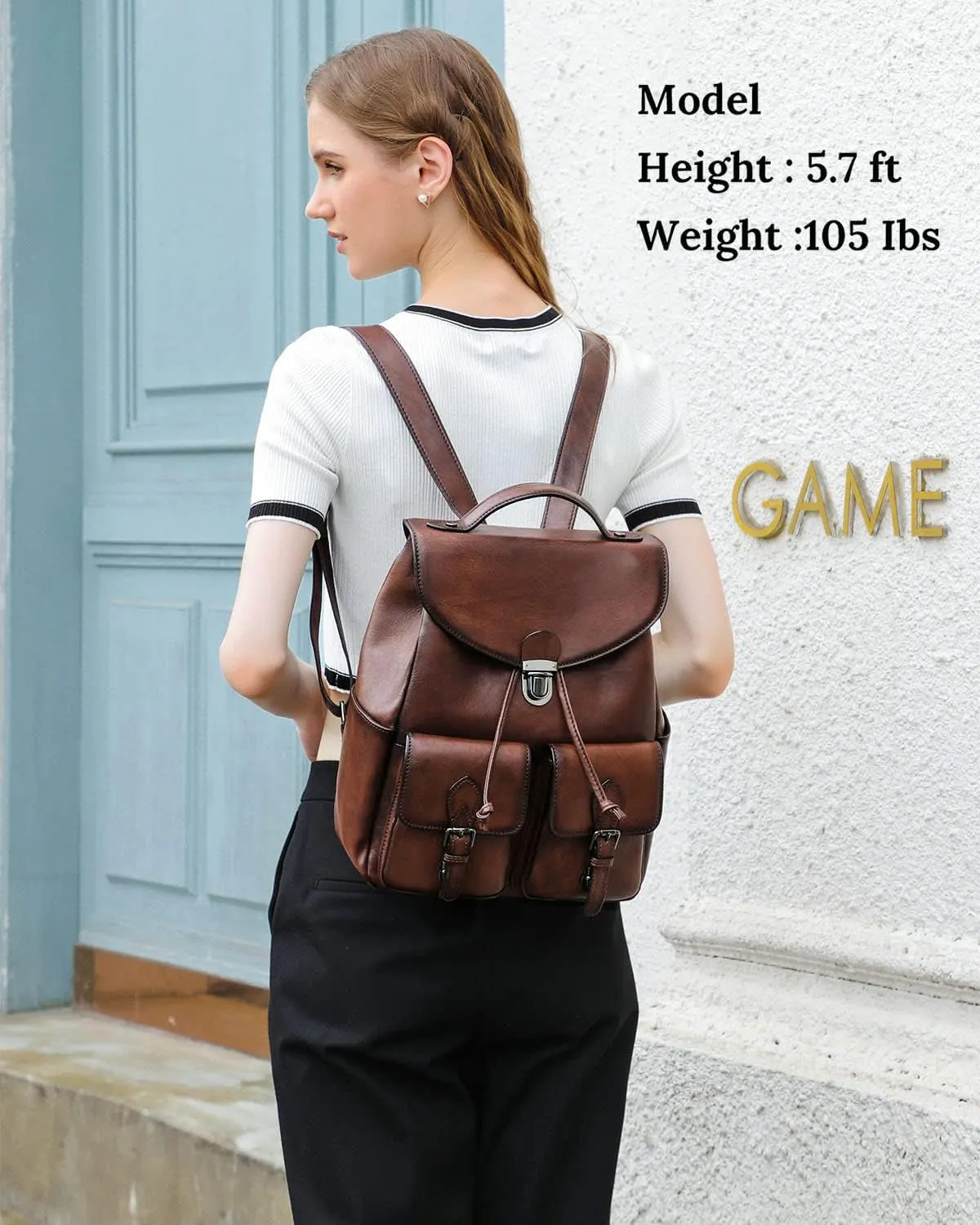 Women Vintage Genuine Leather Backpack Purse Fashion Rucksack Practical and Stylish Retro Daypack Bag (Coffee) One_Size