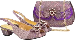 Women's African Crystal Bridal Set - Italian-Designed Shoes & Matching Clutch Bag
