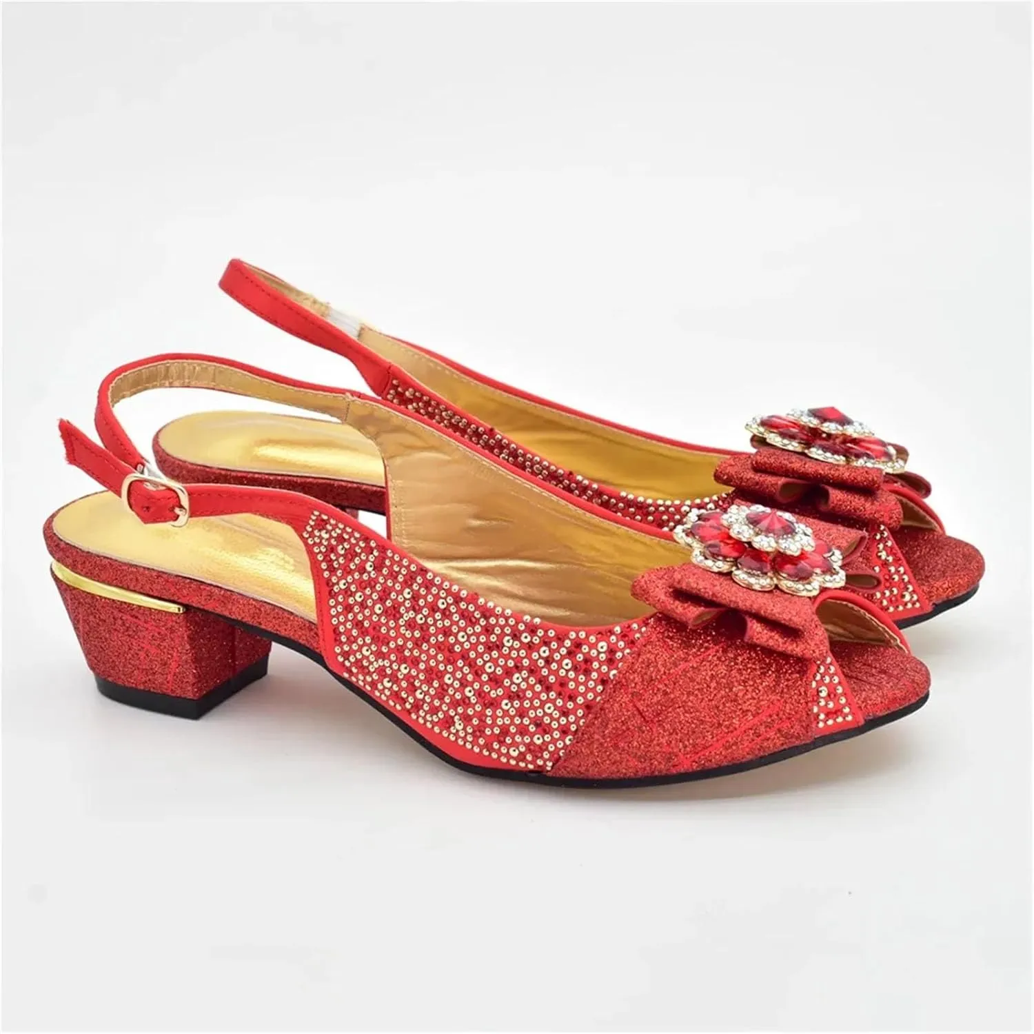 Women's African Crystal Bridal Set - Italian-Designed Shoes & Matching Clutch Bag
