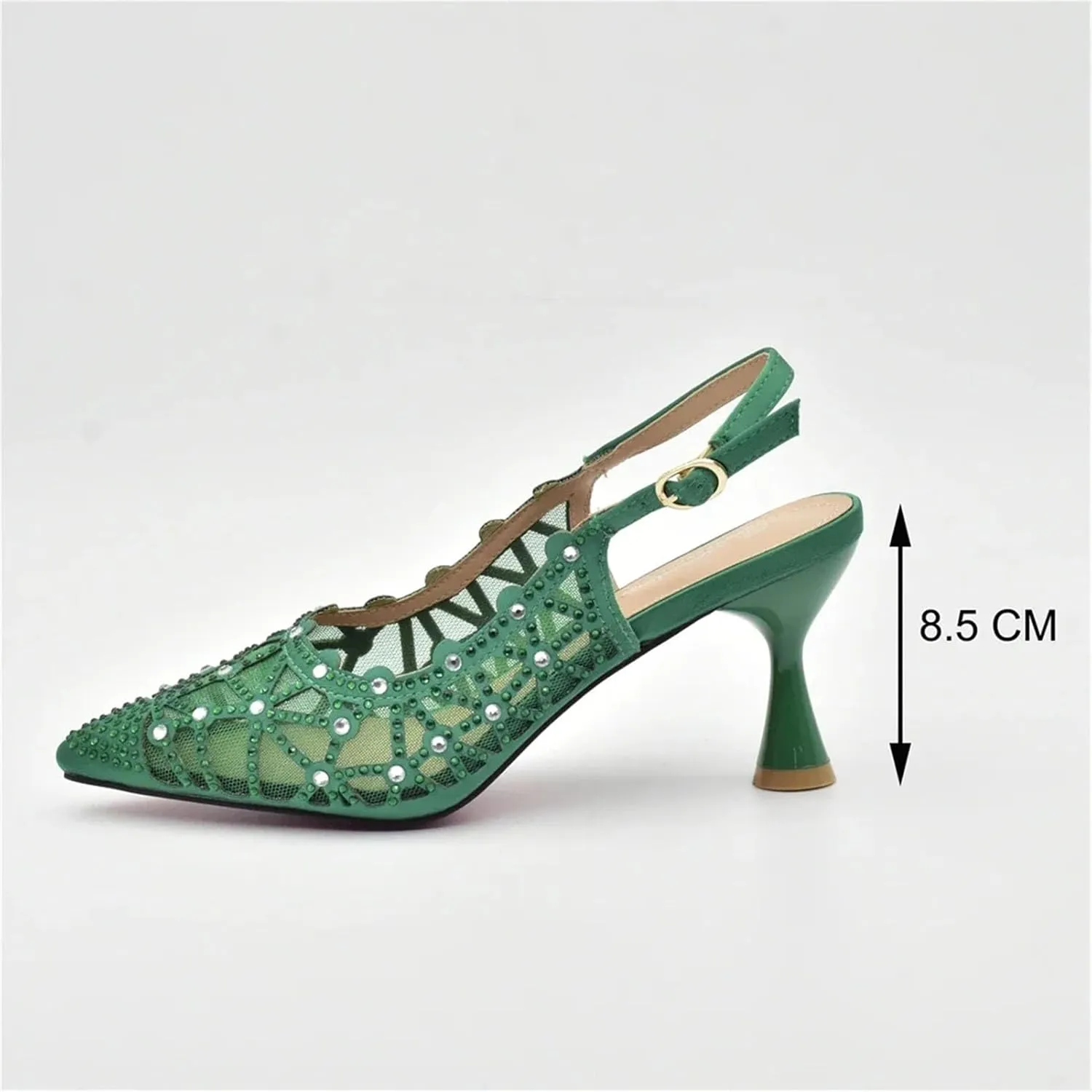 Women's African Diamond Bridal Set - Pointed Toe Elegant Wedding Pumps & Clutch