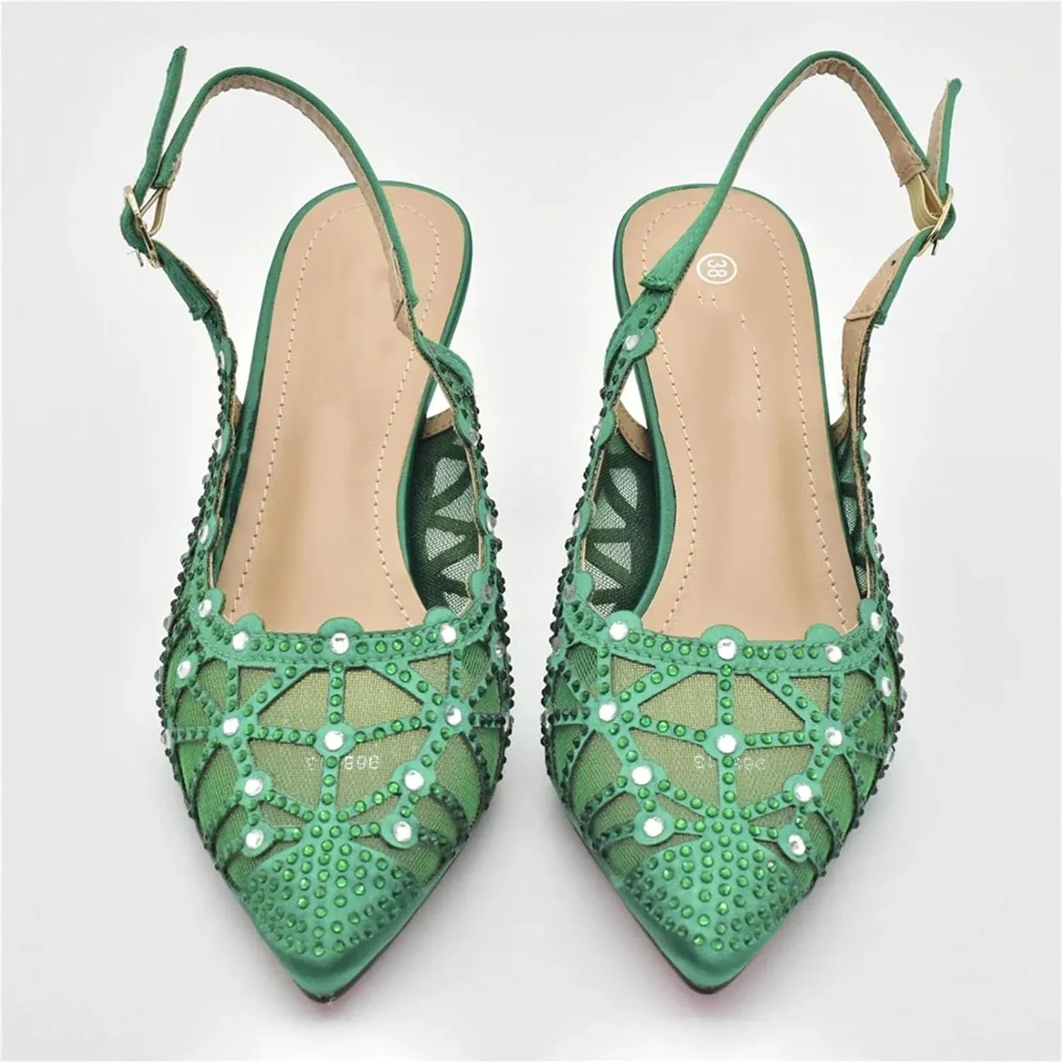 Women's African Diamond Bridal Set - Pointed Toe Elegant Wedding Pumps & Clutch