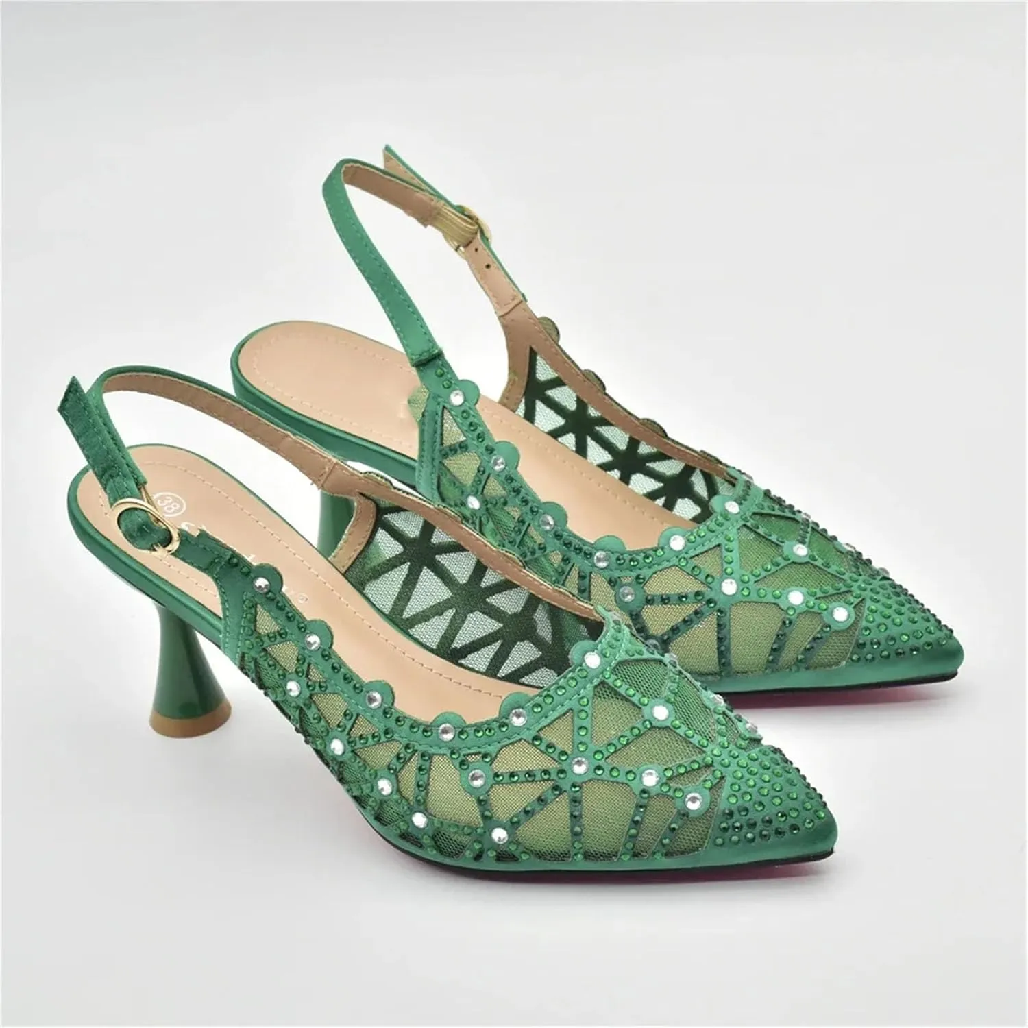 Women's African Diamond Bridal Set - Pointed Toe Elegant Wedding Pumps & Clutch