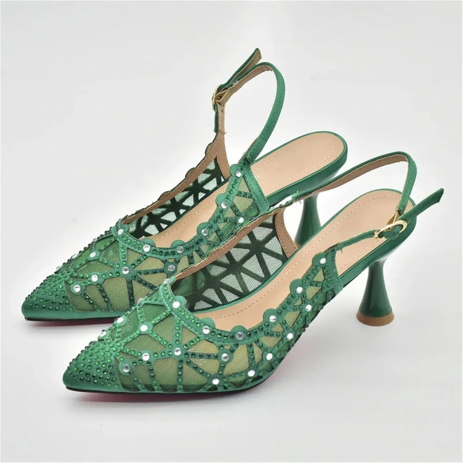 Women's African Diamond Bridal Set - Pointed Toe Elegant Wedding Pumps & Clutch