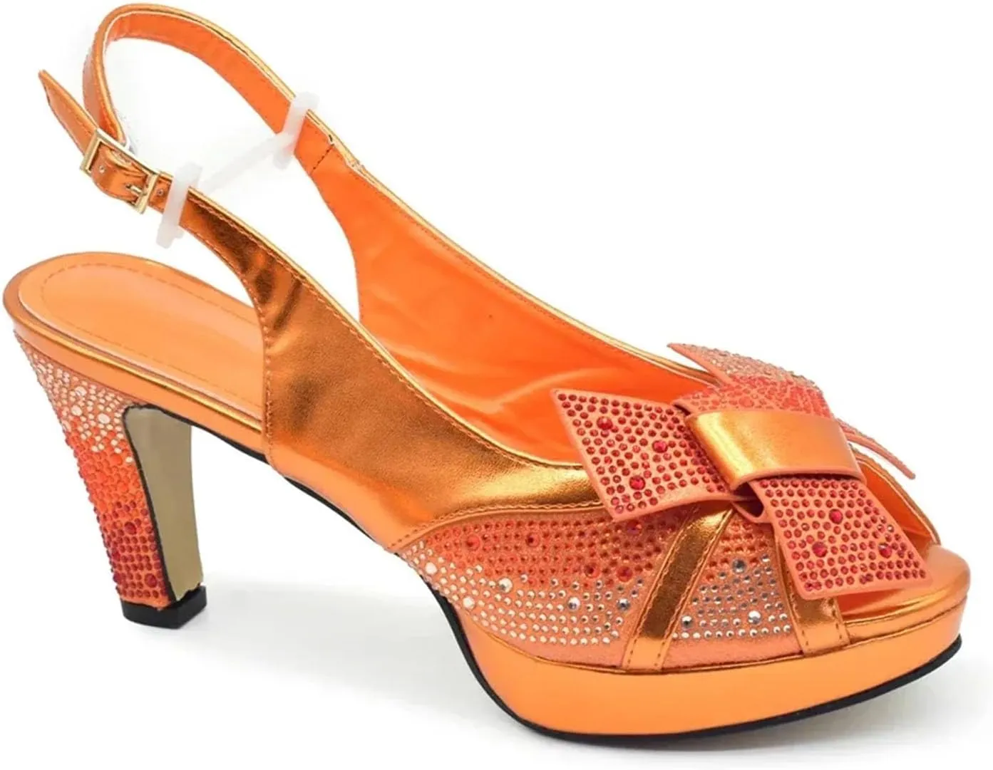 Women's African-Italian Bridal Set - Full Rhinestone Pumps & Matching Clutch Bag
