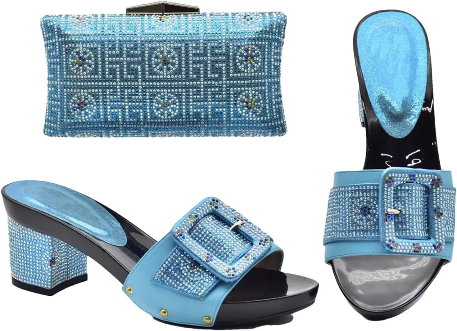 Women's African-Italian Bridal Set - Matching Pumps & Clutch for Nigerian Weddings and Party Events