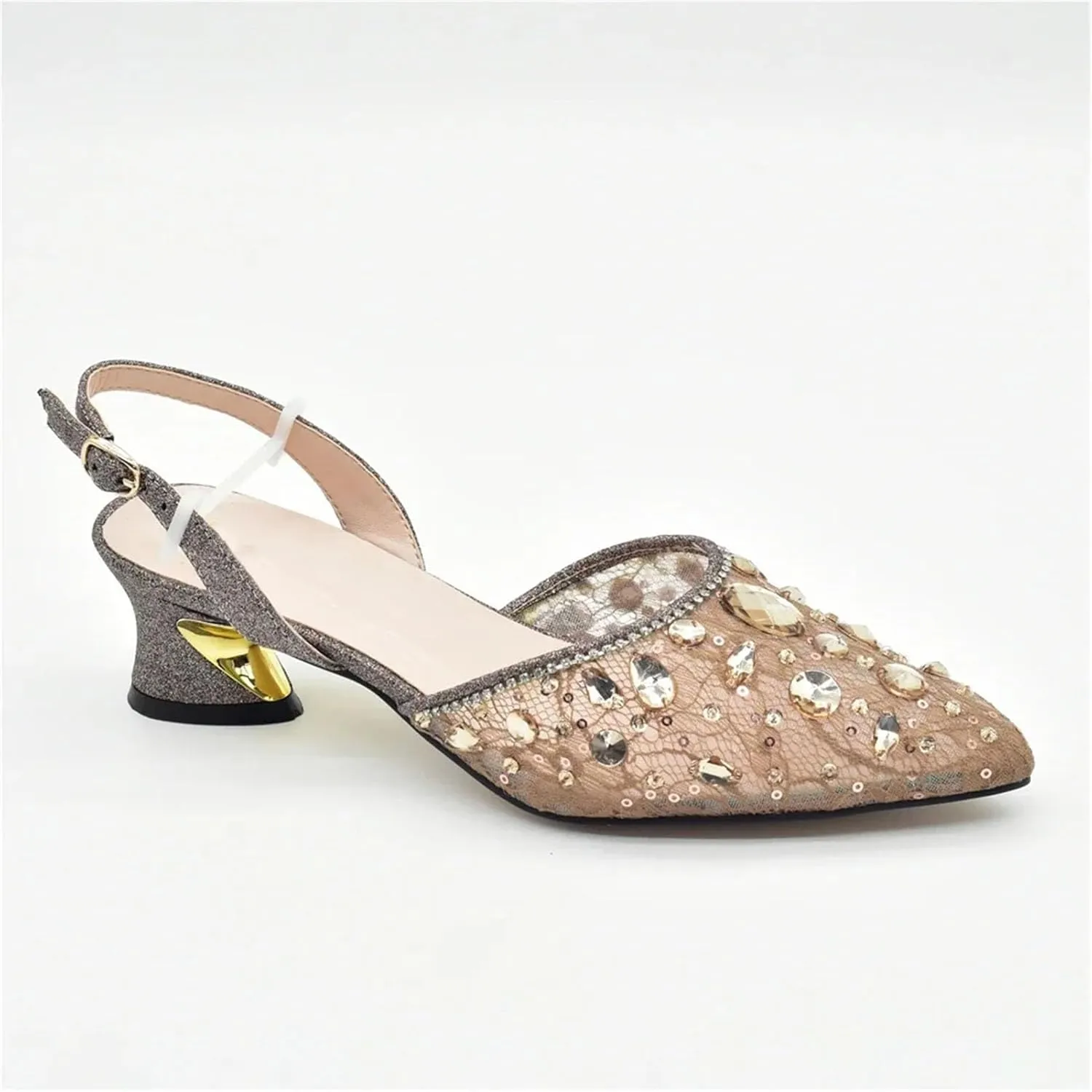 Women's African-Italian Bridal Set - Rhinestone-Embellished Pumps & Matching Clutch Bag