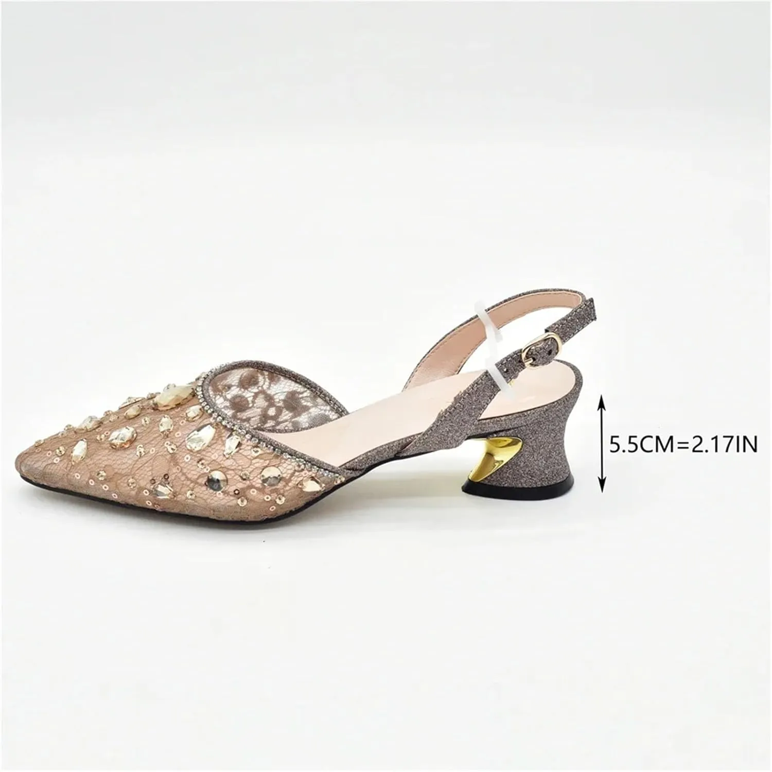 Women's African-Italian Bridal Set - Rhinestone-Embellished Pumps & Matching Clutch Bag