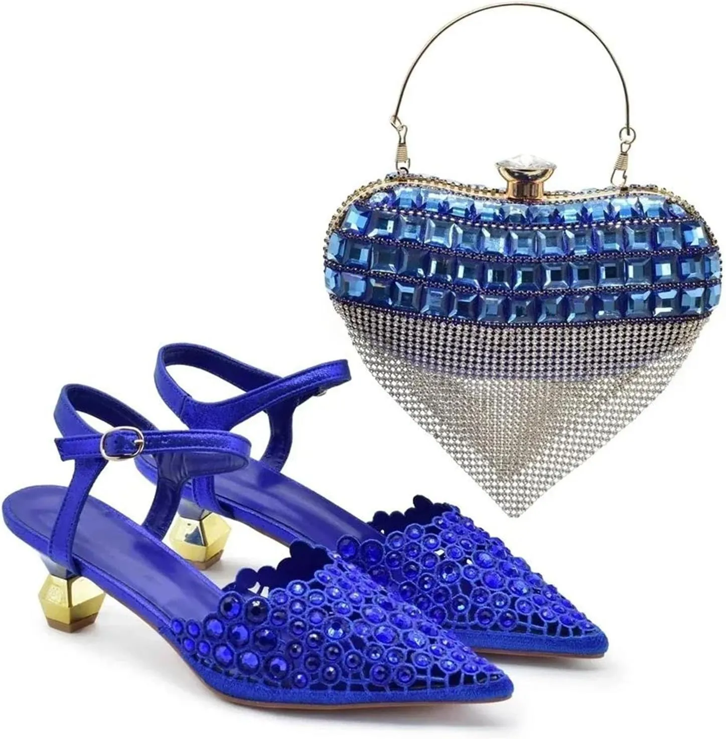 Women's African-Italian Bride Collection - Rhinestone Wedding Pumps & Evening Bag
