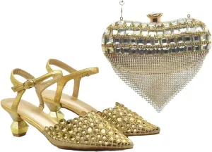 Women's African-Italian Bride Collection - Rhinestone Wedding Pumps & Evening Bag