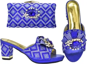 Women's African-Italian Party Set - Rhinestone Pumps & Matching Clutch Bag