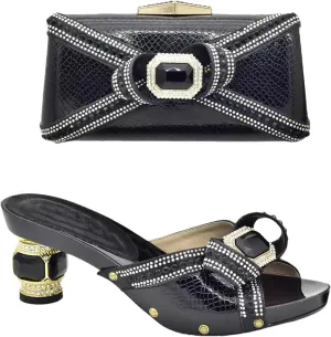 Women's African Luxury Wedding Collection - Italian-Designed Pearl-Embellished Pumps & Sequined Clutch for Plus Size Brides