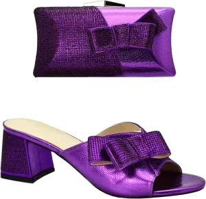 Women's African Matching Shoe & Bag Set - Italian Low Heel Pumps & Clutch for Nigerian Weddings and Parties