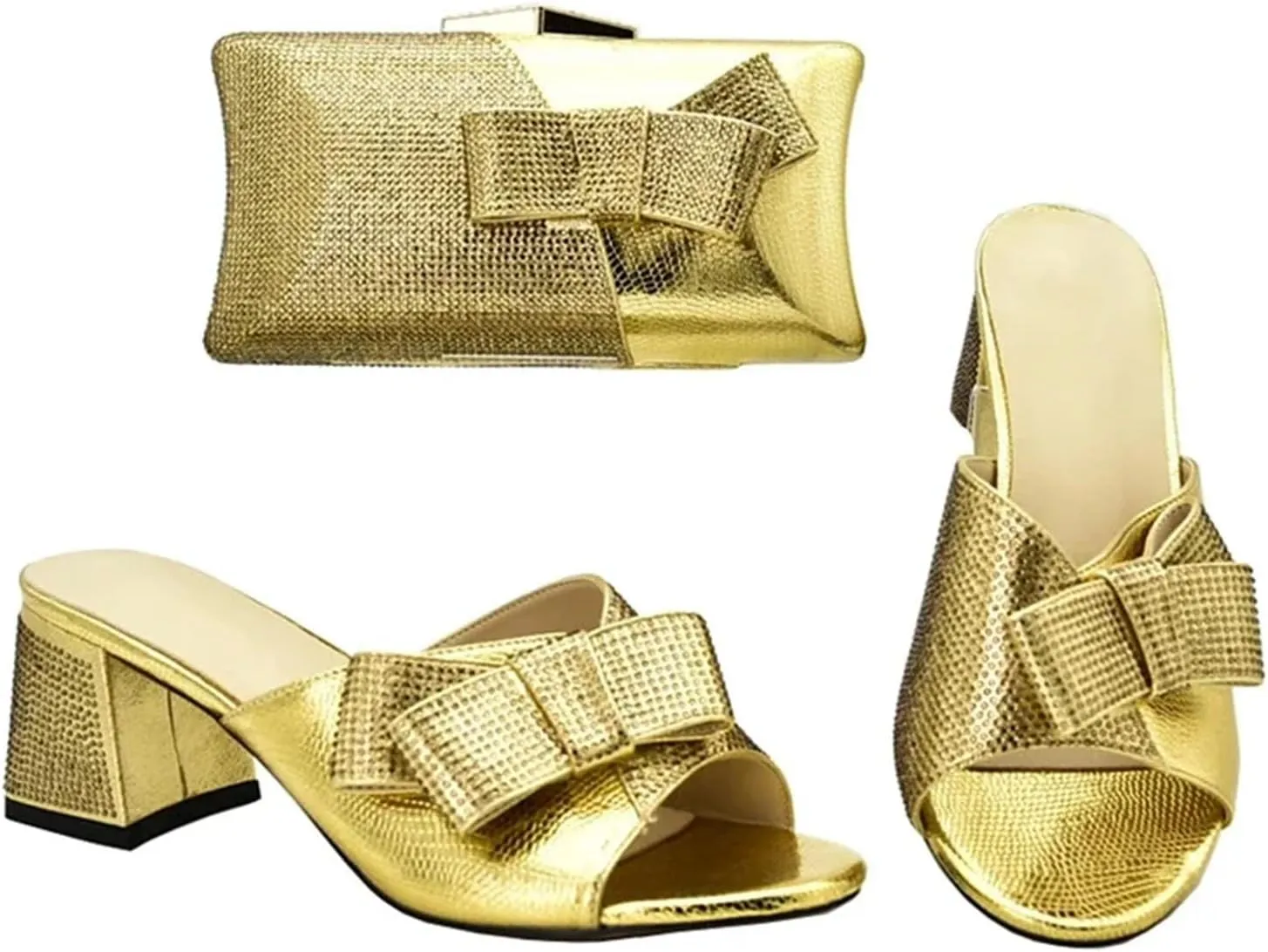 Women's African Matching Shoe & Bag Set - Italian Low Heel Pumps & Clutch for Nigerian Weddings and Parties